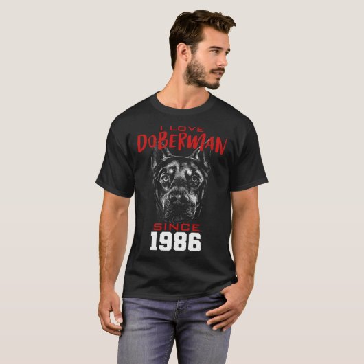I love doberman since 1986 tシャツ (正面フル)