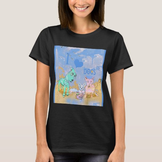 I Love Dogs Chiffon Top Tシャツ (正面)