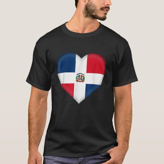 I Love Dominican Republic Dominican Flag Heart Out Tシャツ (正面)