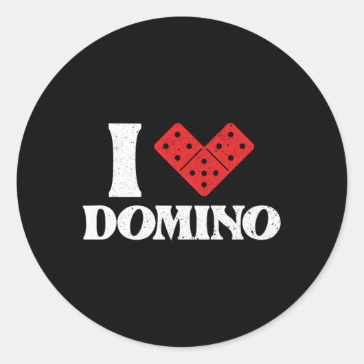 I Love Domino Dominoes Bones Domino Player ラウンドシール (正面)