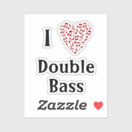 I Love Double Bass赤いハートof Music Notes Vinyl シール