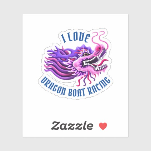 I Love Dragon Boat Racing Pink & Purpleロゴ シール (シート)