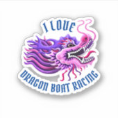 I Love Dragon Boat Racing Pink & Purpleロゴ シール (正面)