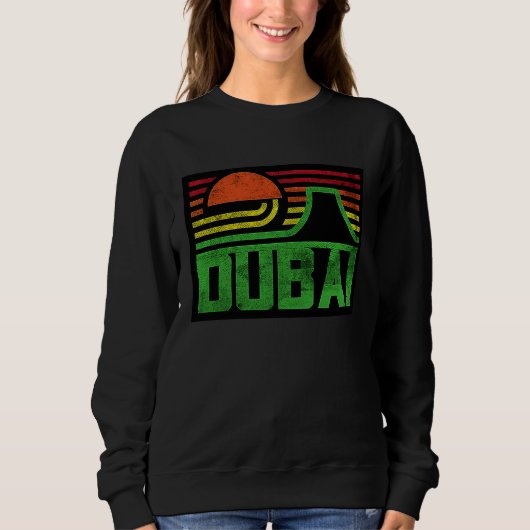 I Love Dubai Cool Retro Dubai Sunset Illustration  スウェットシャツ (正面)