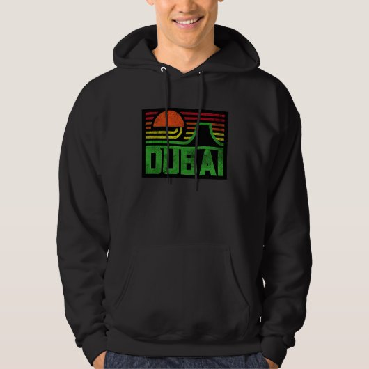 I Love Dubai Cool Retro Dubai Sunset Illustration  パーカ (正面)
