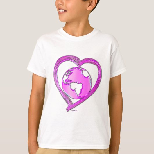 I LOVE EARTH （ピンク）シリーズ Tシャツ (正面)