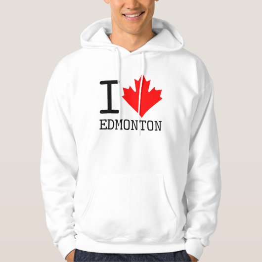 I Love Edmonton, Alberta Canada Maple Leaf パーカ (正面)