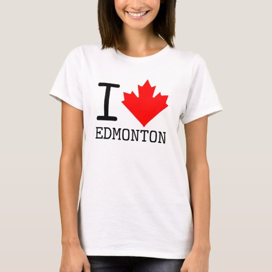 I Love Edmonton, Alberta Canada Maple Leaf Women Tシャツ (正面)