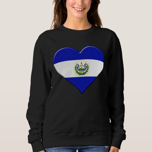 I love El Salvador National Flag Pride Heart スウェットシャツ (正面)