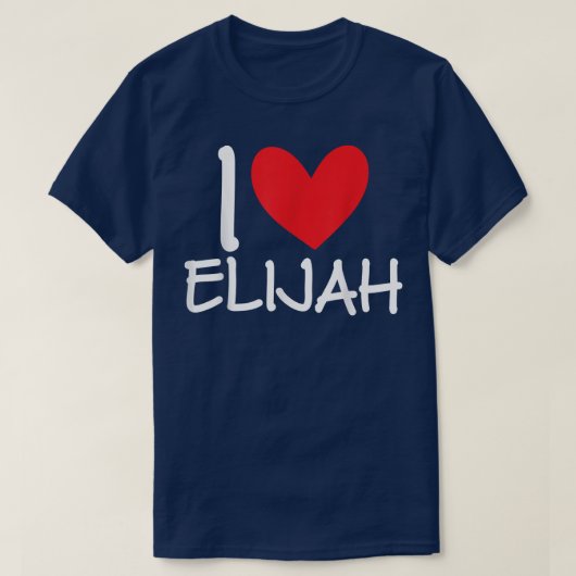 I Love Elijah Name Heart Personalized Men Guy BFF Tシャツ (デザイン正面)