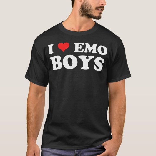 I Love Emo BoysゴシックグランジAlt 2000sパンクシーンE Tシャツ (正面)