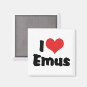 I Love Emus - Emu & Ostrich Lover マグネット (正面/裏面)