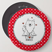 I love Eskies (I love American Eskimo Dogs) – かわいい 缶バッジ (正面&裏面)