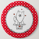 I love Eskies (I love American Eskimo Dogs) – かわいい 缶バッジ (正面)