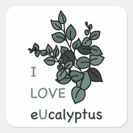 I LOVE eUcalyptusシール スクエアシール (正面)