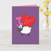 I Love Ewe – かわいい羊のバレンタインのグリーティングカード カード (黄色い花)