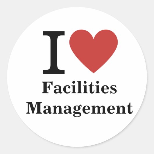 I Love ❤️ Facilities Managementステッカー ラウンドシール (正面)