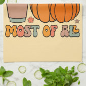 I Love Fall Most Of All - Autumn Pumpkin キッチンタオル (折り畳み)