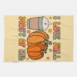 I Love Fall Most Of All - Autumn Pumpkin キッチンタオル