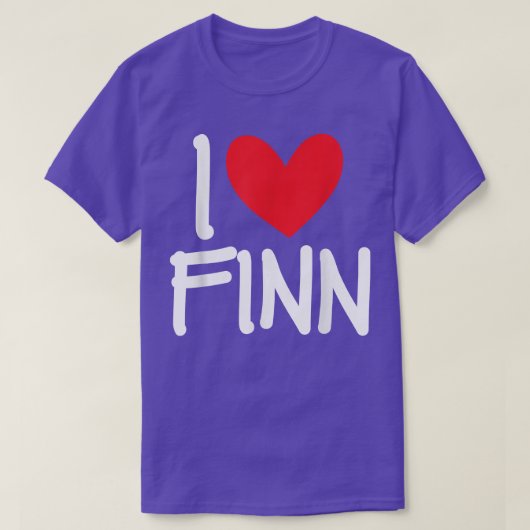 I Love Finn Name パーソナライズされた Men Guy BFF Friend H Tシャツ (デザイン正面)