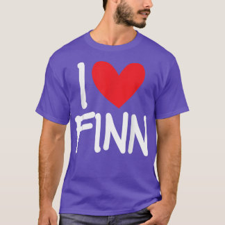 I Love Finn Name パーソナライズされた Men Guy BFF Friend H Tシャツ