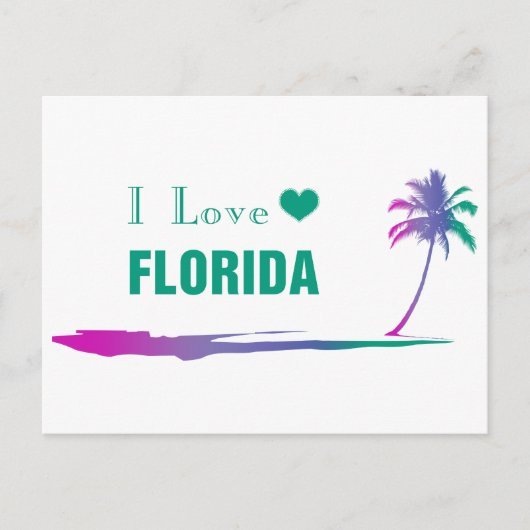 I Love Florida カラフル Greenはがき ポストカード (正面)