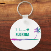 I Love Florida カラフル Green Keychain キーホルダー (正面)