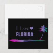 I Love Florida カラフルPurple Postages ポストカード (正面/裏面)