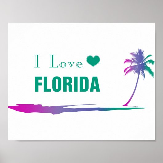 I Love Florida Colorful Green Poster ポスター (正面)