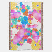 I Love Flowers. Butterfly Dream スローブランケット (正面縦)