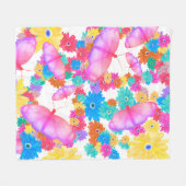 I Love Flowers. Butterfly Dream フリースブランケット (正面(横))