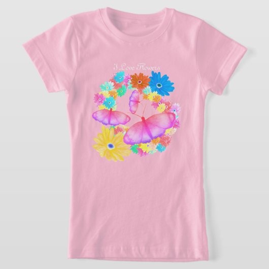 I Love Flowers. Butterfly Dream T-Shirt Tシャツ (レイダウン)