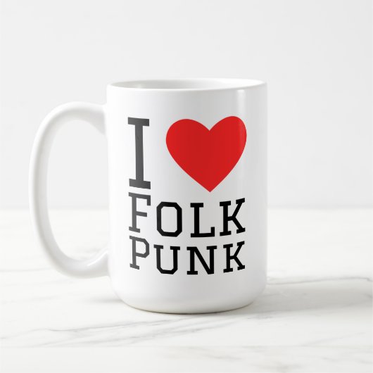 I love folk punk square sticker コーヒーマグカップ (左)