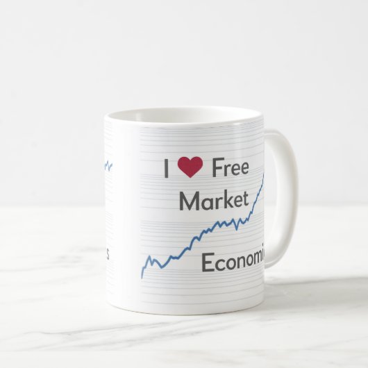 I Love Free Market Economics(自由市場経済学が好きおもしろい) コーヒーマグカップ (正面右)