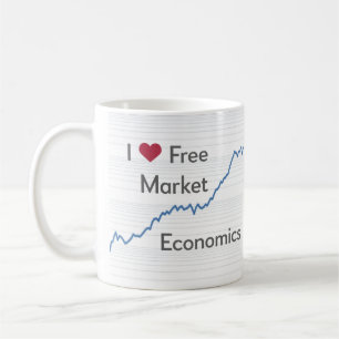 I Love Free Market Economics(自由市場経済学が好きおもしろい) コーヒーマグカップ