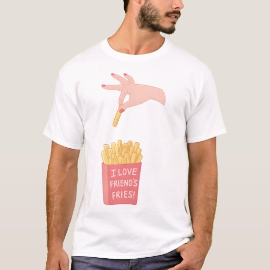 I Love Friends Fries Funny Pun Tシャツ (正面)
