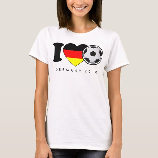 "I Love Fußball" Damen-Shirt Deutschland Germany Tシャツ (正面)