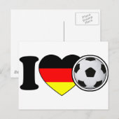"I Love Fussball" - Mit belebtem Deutschlandherz ポストカード (正面/裏面)