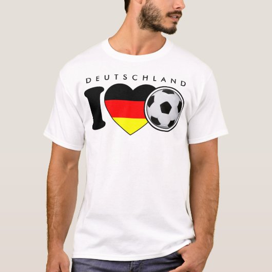 "I Love Fussball" - Mit beliebtem Deutschlandherz Tシャツ (正面)