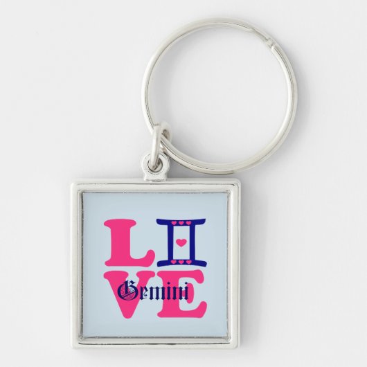 ♊★😍I Love Gemini-〔占星術の〕十二宮図サインプレミアム キーホルダー (正面)