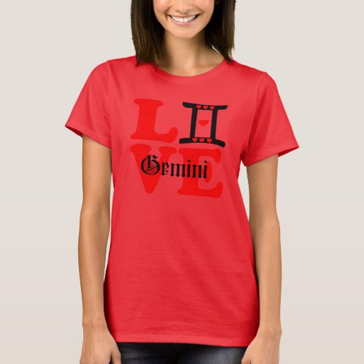 ♊★😍I Love Gemini-〔占星術の〕十二宮図サイン最高のスリムフィット Tシャツ (正面)