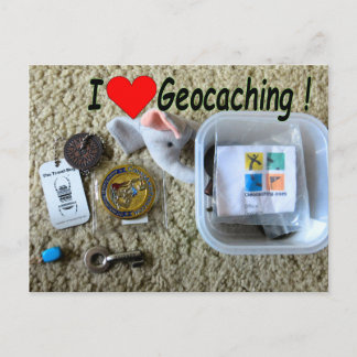 I Love Geocachingはがき：キャッシュを開く ポストカード