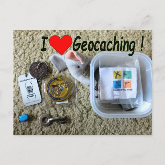 I Love Geocachingはがき:キャッシュを開く ポストカード (正面)