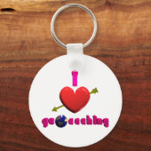 I Love Geocaching 3D art Keychain Geocacherスワッグ キーホルダー (正面)