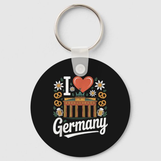I Love Germany Bratwurst Pretzel Beer キーホルダー (正面)
