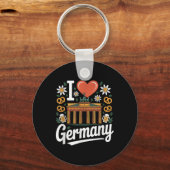 I Love Germany Bratwurst Pretzel Beer キーホルダー (正面)
