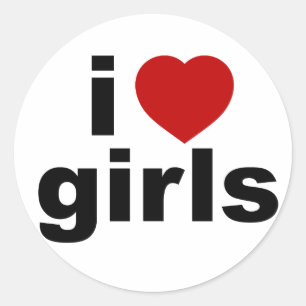 I Love Girlsステッカー ラウンドシール
