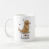 I Love Goldens - I Love Golden Retrievers コーヒーマグカップ (左)