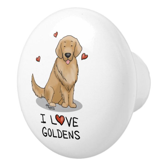 I Love Goldens - I Love Golden Retrievers セラミックノブ (右)