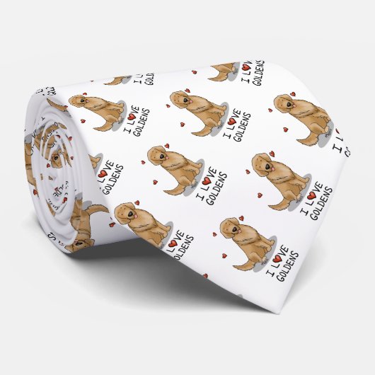 I Love Goldens - I Love Golden Retrievers ネクタイ (ロール)